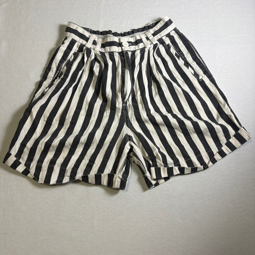 Vintage Gene Ewing Bis, Shorts, Black White strips, Sz 8